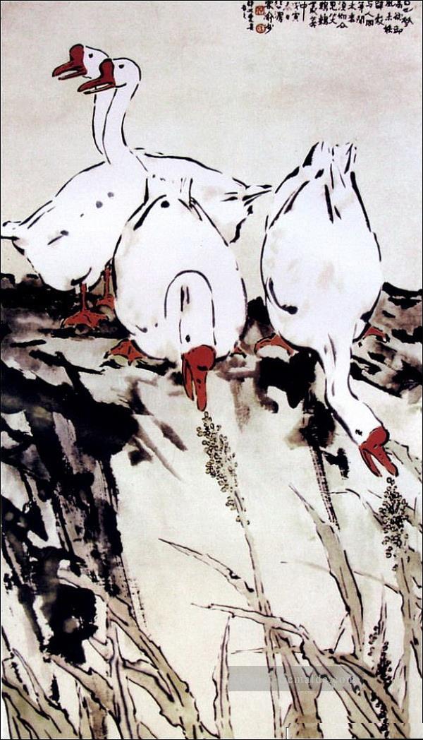 Xu Beihong Gänse alte China Tinte Ölgemälde